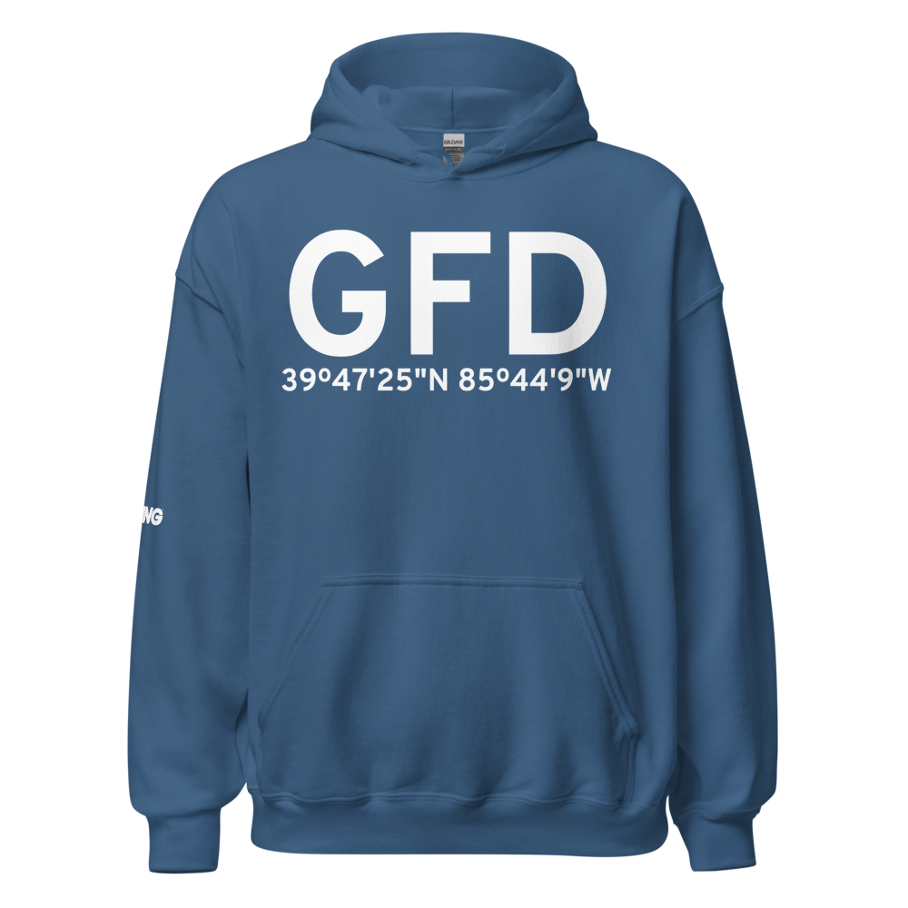 Greenfield (GFD) Airport Hoodie Sweatshirt 