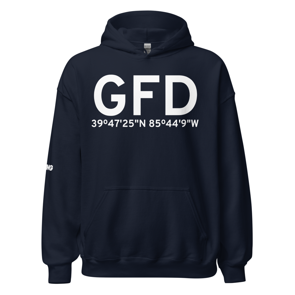 Greenfield (GFD) Airport Hoodie Sweatshirt 
