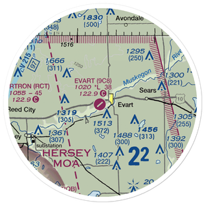 Evart Municipal Airport (9C8) VFR Sectional Sticker (20 mile)