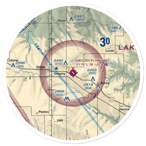 Gregory Municipal Airport - Flynn Field (9D1) VFR Sectional Sticker (30 mile)