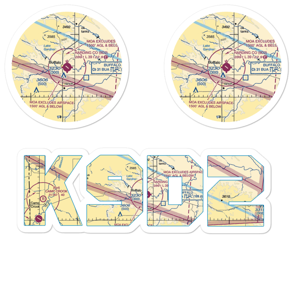 Harding County Airport (9D2) VFR Sectional Sticker Pack 