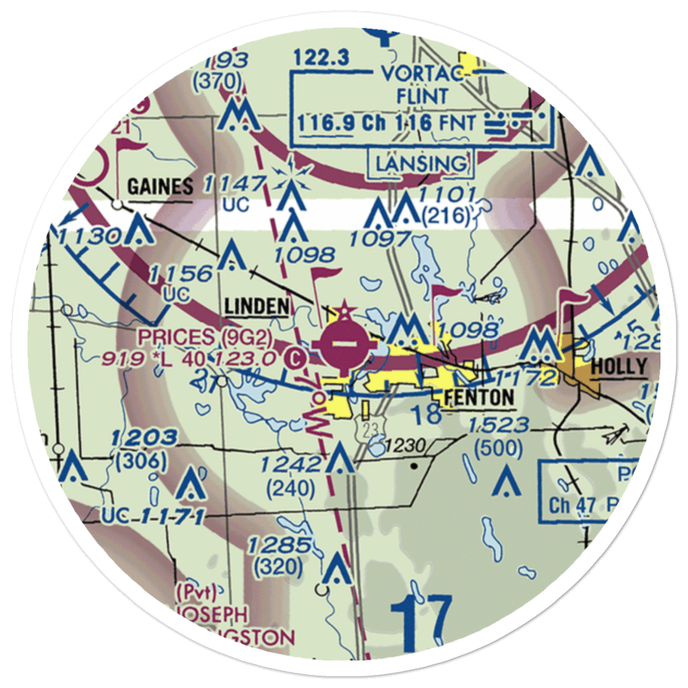 Prices Airport (9G2) VFR Sectional Sticker (20 mile) 