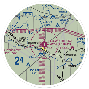 Ellsworth Municipal Airport (9K7) VFR Sectional Sticker (20 mile)