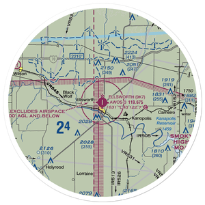 Ellsworth Municipal Airport (9K7) VFR Sectional Sticker (30 mile)