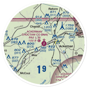 Ackerman Choctaw County Airport (9M4) VFR Sectional Sticker (20 mile)