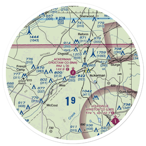 Ackerman Choctaw County Airport (9M4) VFR Sectional Sticker (30 mile)