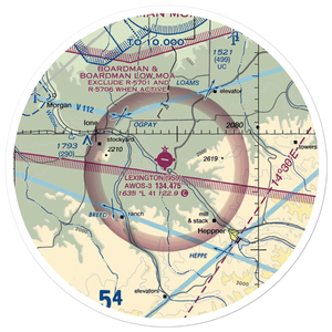 Lexington Airport (9S9) VFR Sectional Sticker (30 mile)