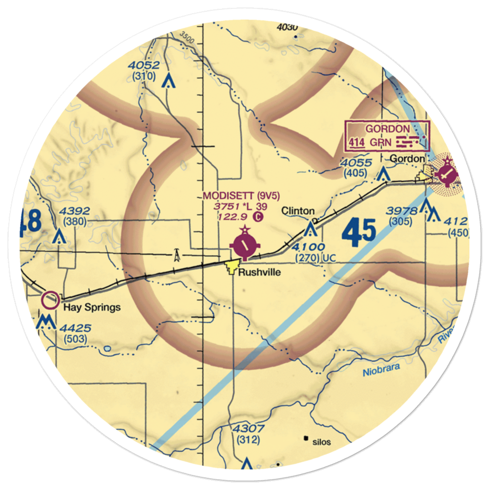 Modisett Airport (9V5) VFR Sectional Sticker (30 mile) 