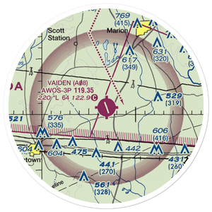 Vaiden Field (A08) VFR Sectional Sticker (20 mile)