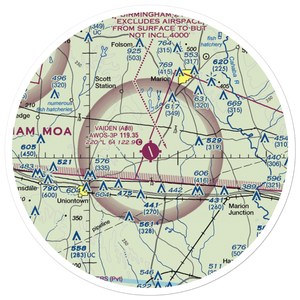 Vaiden Field (A08) VFR Sectional Sticker (30 mile)
