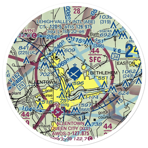 Lehigh Valley International Airport (ABE) VFR Sectional Sticker (20 mile)