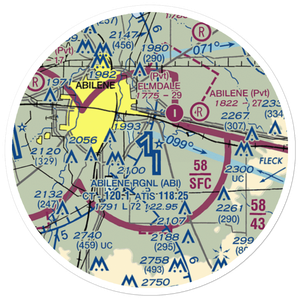 Abilene Regional Airport (ABI) VFR Sectional Sticker (20 mile)