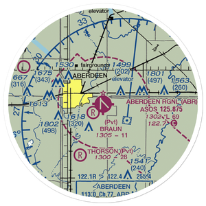Aberdeen Regional Airport (ABR) VFR Sectional Sticker (20 mile)