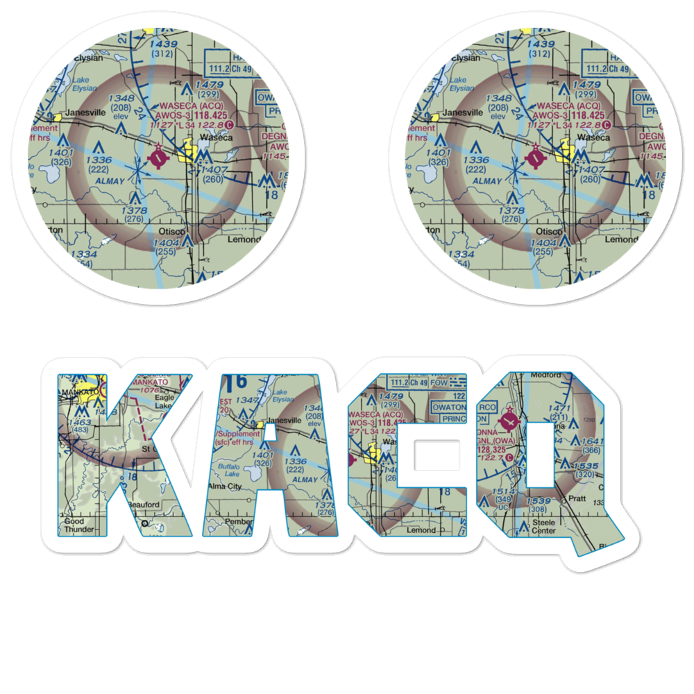 Waseca Municipal Airport (ACQ) VFR Sectional Sticker Pack 