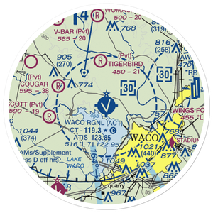 Waco Regional Airport (ACT) VFR Sectional Sticker (20 mile)