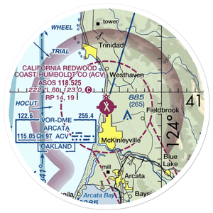 California Redwood Coast-Humboldt County Airport (ACV) VFR Sectional Sticker (20 mile)