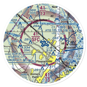 Atlantic City International Airport (ACY) VFR Sectional Sticker (20 mile)