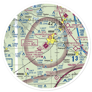 Lenawee County Airport (ADG) VFR Sectional Sticker (30 mile)