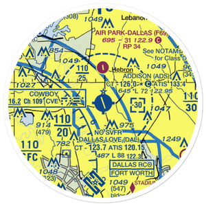Addison Airport (ADS) VFR Sectional Sticker (20 mile)