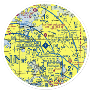 Addison Airport (ADS) VFR Sectional Sticker (30 mile)