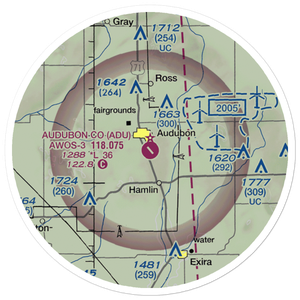 Audubon County Airport (ADU) VFR Sectional Sticker (20 mile)