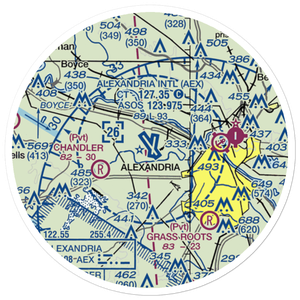 Alexandria International Airport (AEX) VFR Sectional Sticker (20 mile)