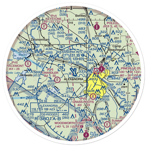 Alexandria International Airport (AEX) VFR Sectional Sticker (30 mile)