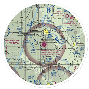 Nebraska City Municipal Airport (AFK) VFR Sectional Sticker (30 mile)