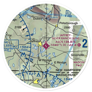 Jaffrey Airport Silver Ranch Airport (AFN) VFR Sectional Sticker (20 mile)