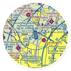 Fort Worth Alliance Airport (AFW) VFR Sectional Sticker (20 mile)