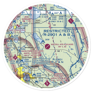 MacDill Air Force Base Auxiliary Field (AGR) VFR Sectional Sticker (30 mile)