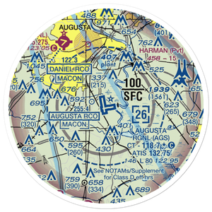 Augusta Regional At Bush Field (AGS) VFR Sectional Sticker (20 mile)