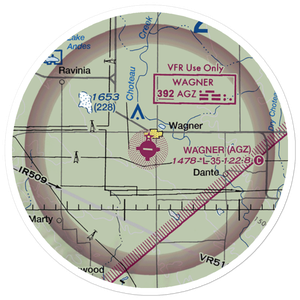 Wagner Municipal Airport (AGZ) VFR Sectional Sticker (20 mile)