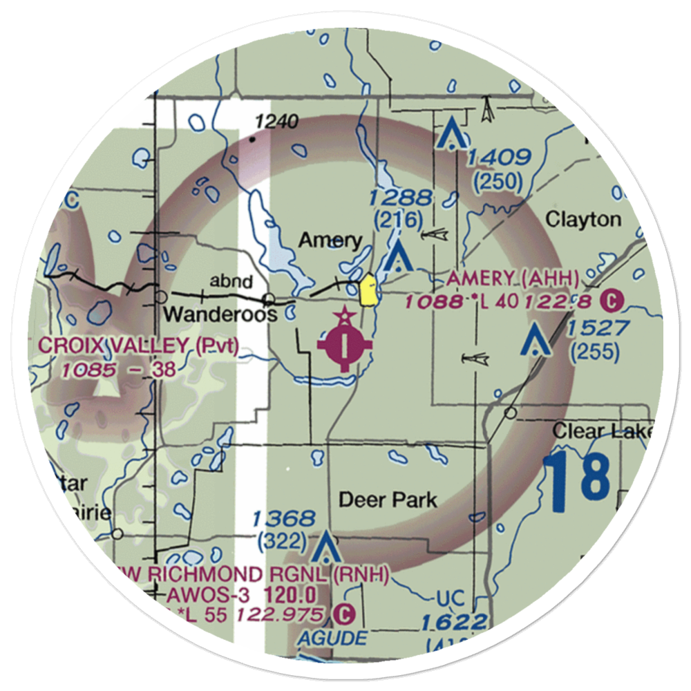 Amery Municipal Airport (AHH) VFR Sectional Sticker (20 mile) 