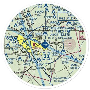 Athens Ben Epps Airport (AHN) VFR Sectional Sticker (20 mile)