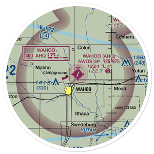 Wahoo Municipal Airport (AHQ) VFR Sectional Sticker (20 mile)