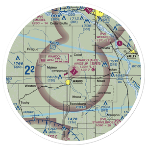 Wahoo Municipal Airport (AHQ) VFR Sectional Sticker (30 mile)