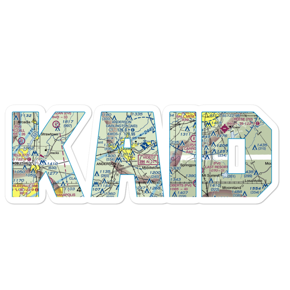 Anderson Municipal Darlington Field (AID) VFR Sectional Sticker 