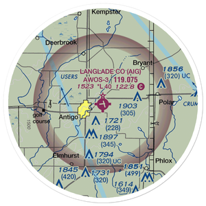 Langlade County Airport (AIG) VFR Sectional Sticker (20 mile)