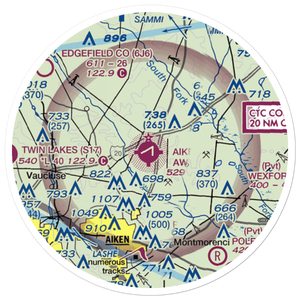 Aiken Regional Airport (AIK) VFR Sectional Sticker (20 mile)