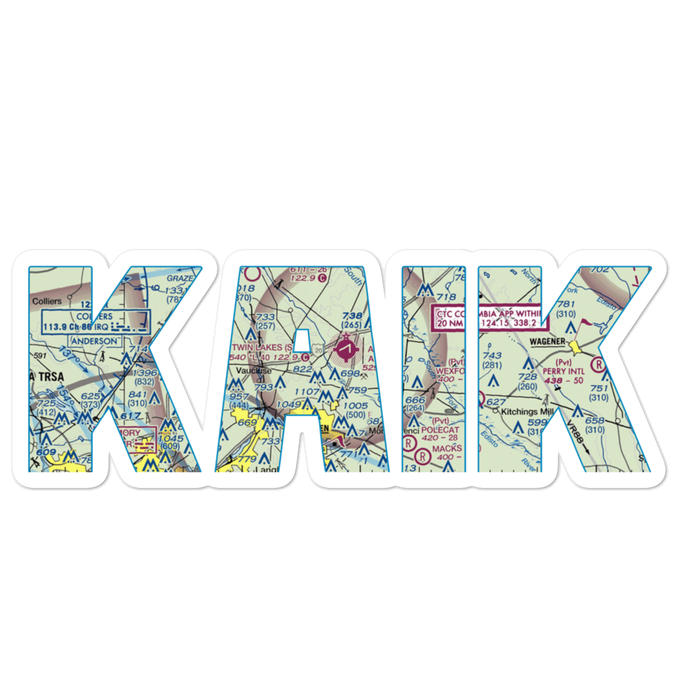 Aiken Regional Airport (AIK) VFR Sectional Sticker 