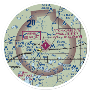 Aitkin Municipal Steve Kurtz Field (AIT) VFR Sectional Sticker (20 mile)