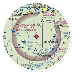 Mount Carmel Municipal Airport (AJG) VFR Sectional Sticker (20 mile)