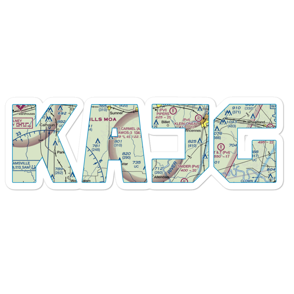 Mount Carmel Municipal Airport (AJG) VFR Sectional Sticker 