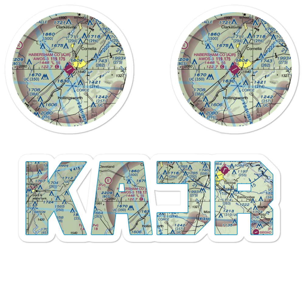 Habersham County Airport (AJR) VFR Sectional Sticker Pack 