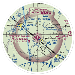 Wakefield Municipal Airport (AKQ) VFR Sectional Sticker (20 mile)