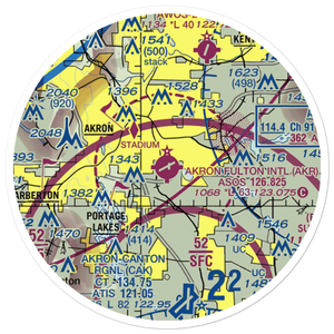 Akron Fulton International Airport (AKR) VFR Sectional Sticker (20 mile)