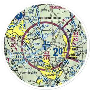 Albany International Airport (ALB) VFR Sectional Sticker (20 mile)