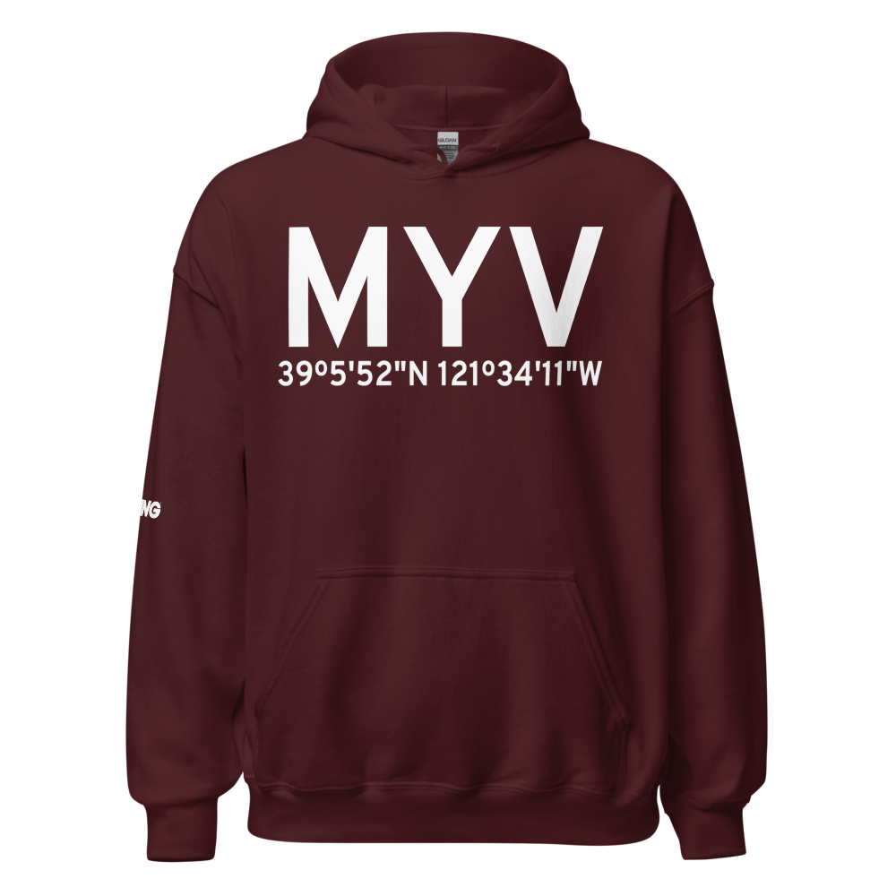 Marysville (KMYV) Airport Hoodie Sweatshirt 