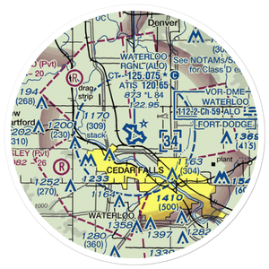 Waterloo Regional Airport (ALO) VFR Sectional Sticker (20 mile)
